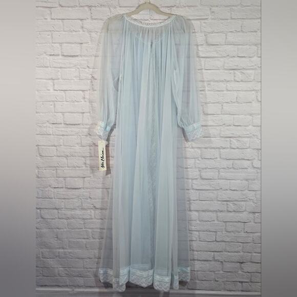 W Miss Elaine Sheer Lace Blue Nightgown Robe Vintage Deadstock NWT Women Size L - Picture 8 of 14